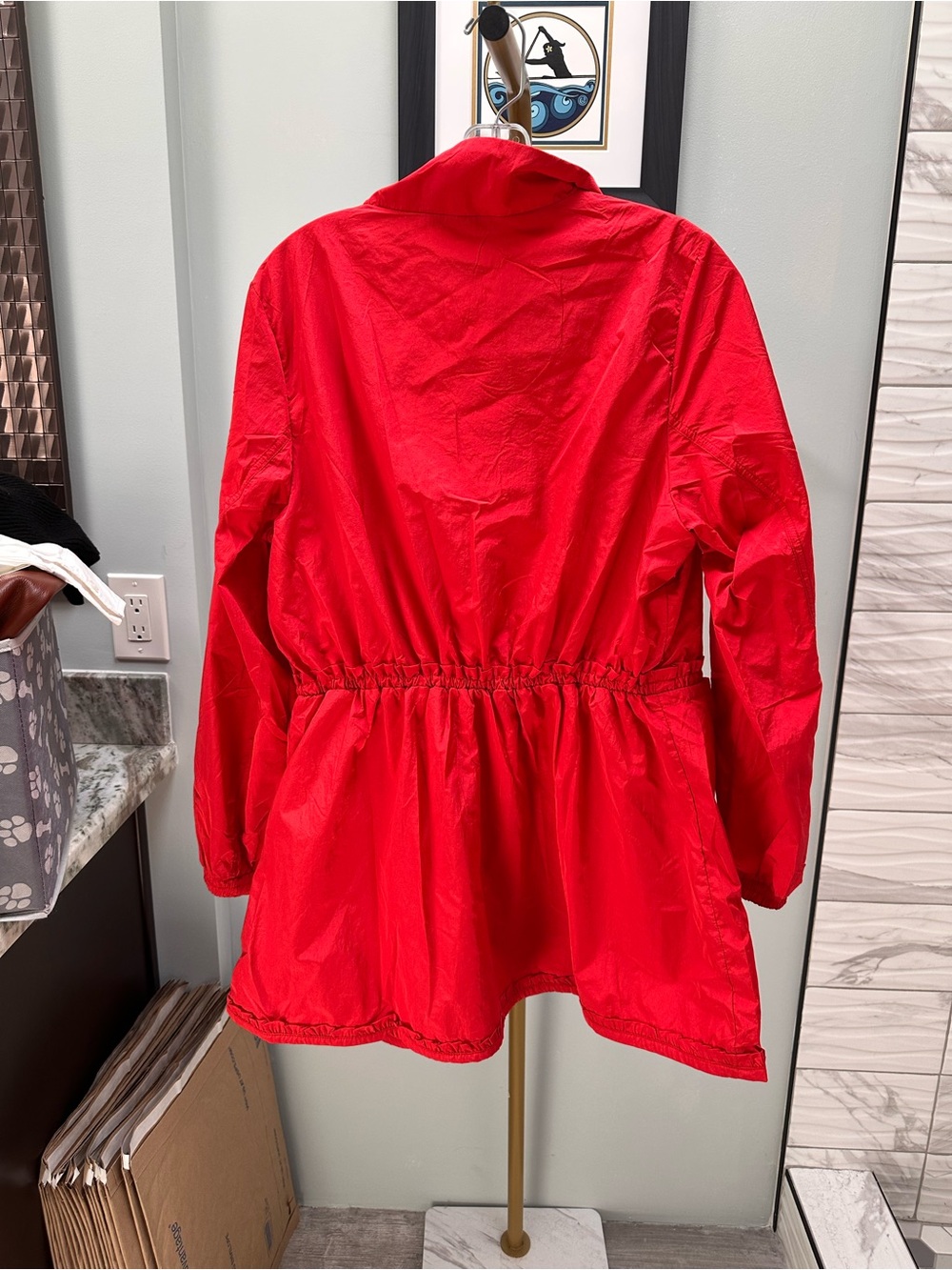 NWT Anthropologie Daily Practice Bright Red Half-Zip Anorak Windbreaker Size M - Picture 6 of 7